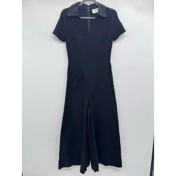 Maeve by Anthropologie The Colette Wrap Jumpsuit Sz 6 Black Wide Leg *No Belt - Picture 4 of 16